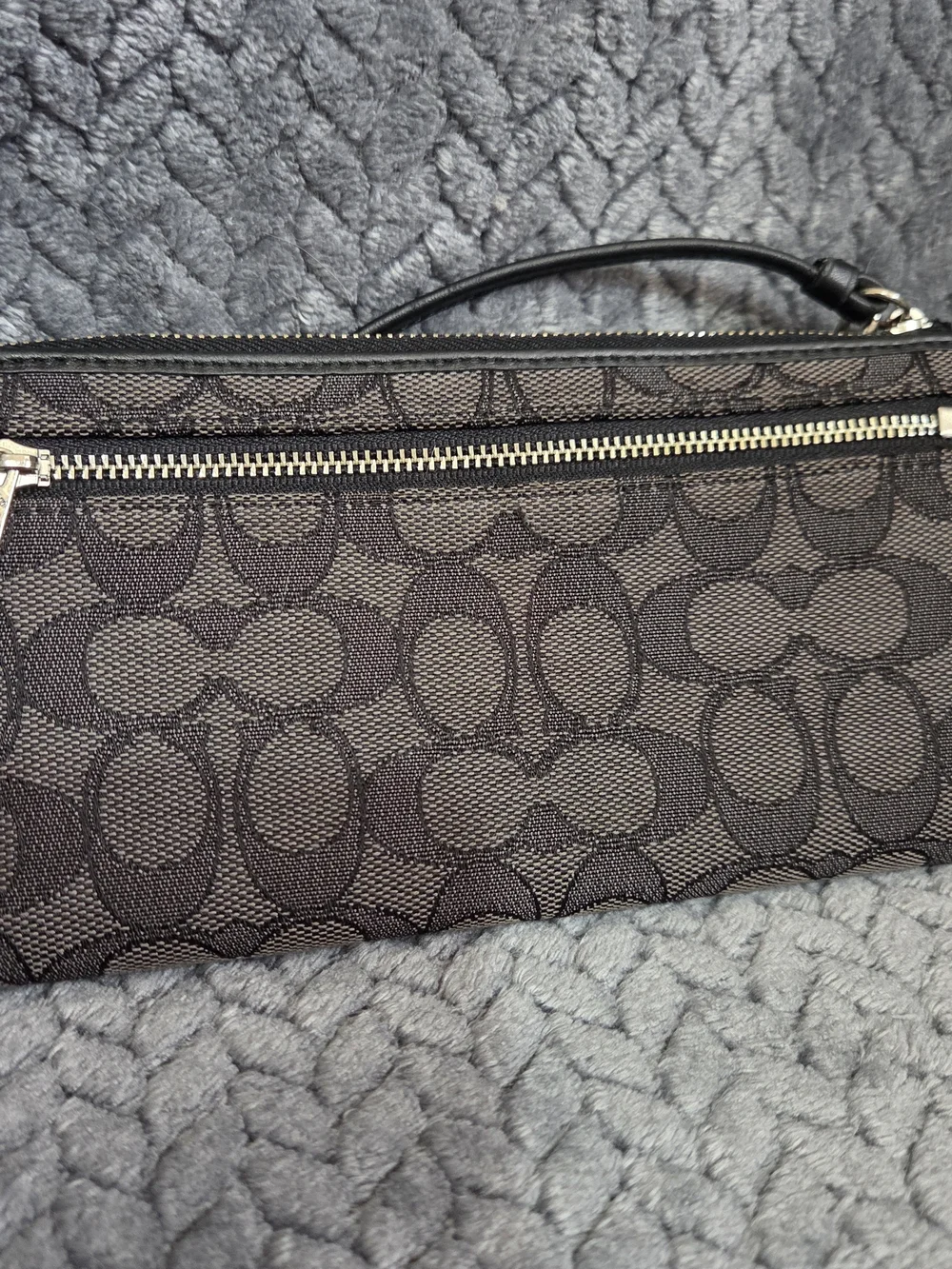 VTG Coach Edie 31 Signature Jacquard Shoulder Bag & Matching Wallet Smoke Black